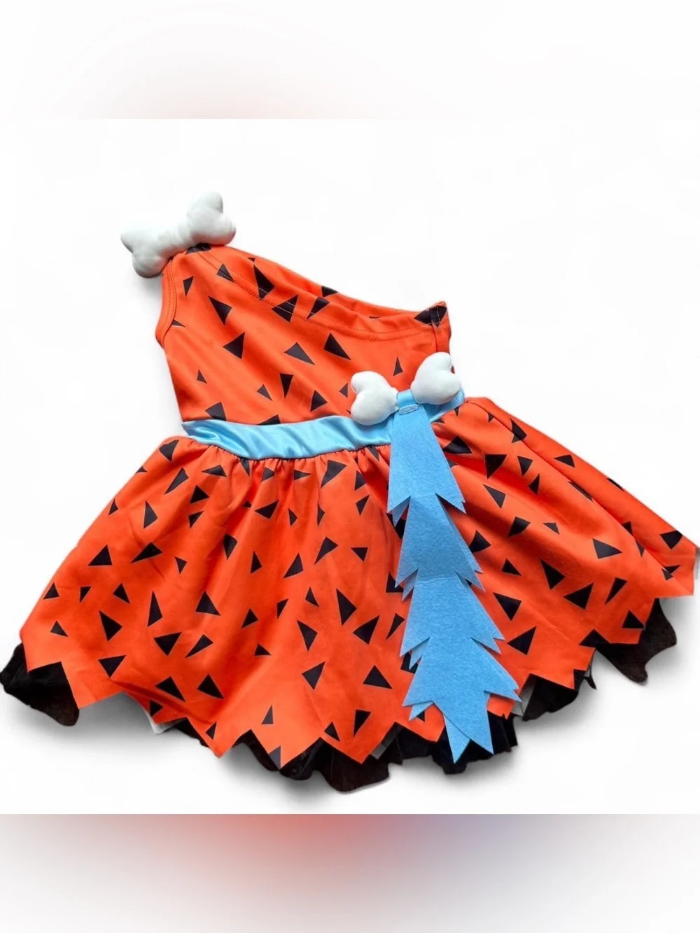 Kids Fred Flintstone Costume Dress  Orange Caveman Halloween Toddler 12-18 mo